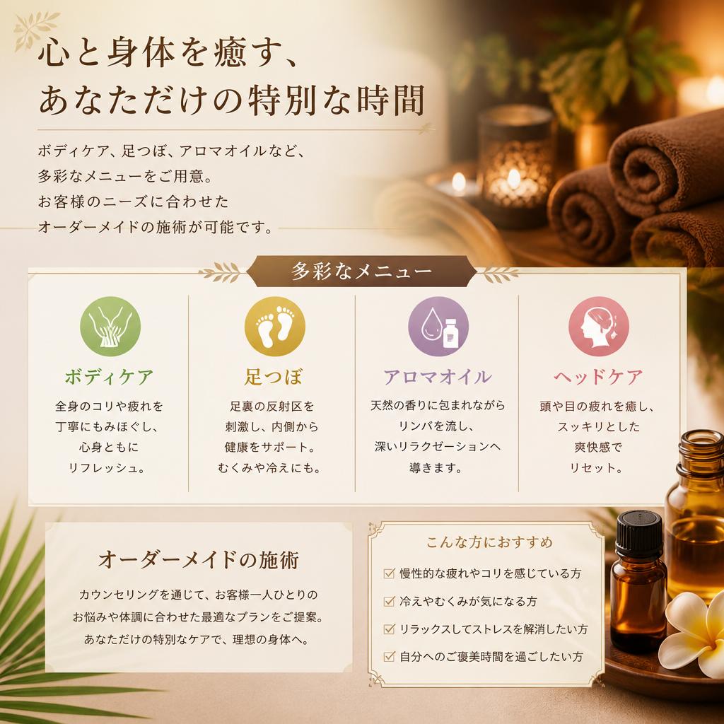 お悩みに応じた多彩なメニュー