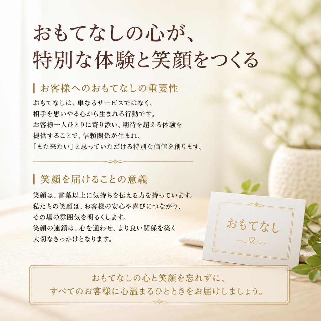 心温まるおもてなしを提供